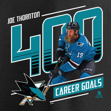 Load image into Gallery viewer, Joe Thornton San Jose Sharks Player Milestone T-Shirt - Black NHL Guys Tee