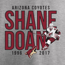 Load image into Gallery viewer, Shane Doan Arizona Coyotes Retirement Stats T-Shirt - Heather Gray NHL Guys Tee