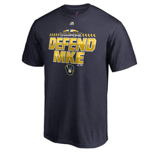 Load image into Gallery viewer, Milwaukee Brewers 2018 Nl Central Division Champions Locker Room Defend T-Shirt - Navy MLB Guys Tee