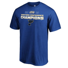 Load image into Gallery viewer, St. Louis Blues 2019 Western Conference Champions Defender Roster T-Shirt - Blue NHL Guys Tee