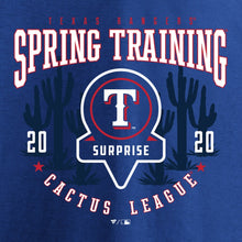 Load image into Gallery viewer, Texas Rangers 2020 Spring Training Pick Off Move T-Shirt – Royal MLB Guys Tee