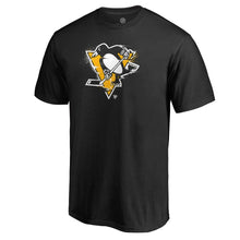 Load image into Gallery viewer, Pittsburgh Penguins Splatter Logo T-Shirt - Black NHL Guys Tee