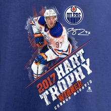 Load image into Gallery viewer, Connor Mcdavid Edmonton Oilers 2020 Nhl Hart Trophy Winner T-Shirt - Royal NHL Guys Tee