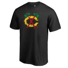 Load image into Gallery viewer, Chicago Blackhawks Splatter Logo Big And Tall T-Shirt - Black NHL Guys Tee