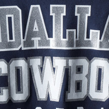 Load image into Gallery viewer, Dallas Cowboys Women's Practice Glitter Long Sleeve T-Shirt - Navy NFL Ladies V-Neck Long Sleeve