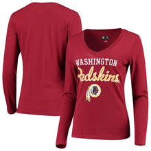 Load image into Gallery viewer, Washington Redskins G-Iii 4Her Carl Banks Women's Post Season Long Sleeve V-Neck T-Shirt - Burgundy NFL Ladies V-Neck Long Sleeve