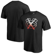 Load image into Gallery viewer, Chicago Blackhawks Gradient Logo T-Shirt - Black NHL Guys Tee
