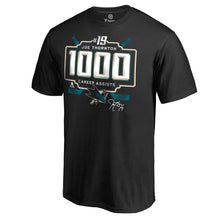 Load image into Gallery viewer, Joe Thornton San Jose Sharks 1,000 Career Assists T-Shirt - Black NHL Guys Tee