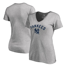 Load image into Gallery viewer, New York Yankees Women&#39;s Cooperstown Collection Wahconah V-Neck T-Shirt - Ash MLB Ladies V-Neck
