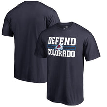 Load image into Gallery viewer, Colorado Avalanche Hometown Collection Defend T-Shirt - Navy NHL Guys Tee
