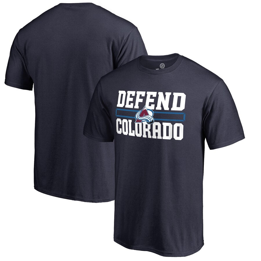 Colorado Avalanche Hometown Collection Defend T-Shirt - Navy NHL Guys Tee