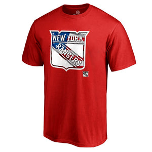 New York Rangers Banner Wave T-Shirt - Red NHL Guys Tee