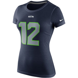 12S Seattle Seahawks Nike Women's Player Pride Name & Number T-Shirt - College Navy NFL LADIES V-Neck