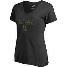 Load image into Gallery viewer, St. Louis Cardinals Women&#39;s Plus Size Camo T-Shirt - Black MLB Ladies V-Neck
