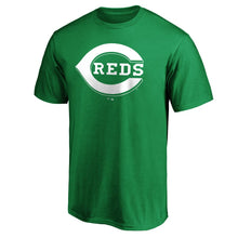 Load image into Gallery viewer, Cincinnati Reds St. Patrick's Day White Logo T-Shirt – Green MLB Guys Tee
