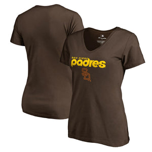 San Diego Padres Women's Cooperstown Collection Wahconah T-Shirt - Brown MLB Ladies V-Neck