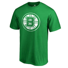 Load image into Gallery viewer, Boston Bruins St. Patrick&#39;s Day White Logo T-Shirt - Green NHL Guys Tee
