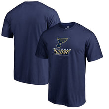 Load image into Gallery viewer, St. Louis Blues Team Lockup T-Shirt - Blue NHL Guys Tee
