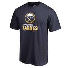 Load image into Gallery viewer, Buffalo Sabres Team Lockup T-Shirt - Navy NHL Guys Tee
