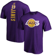 Load image into Gallery viewer, Lebron James Los Angeles Lakers Team Playmaker Name &amp; Number T-Shirt - Purple NBA Guys Tee
