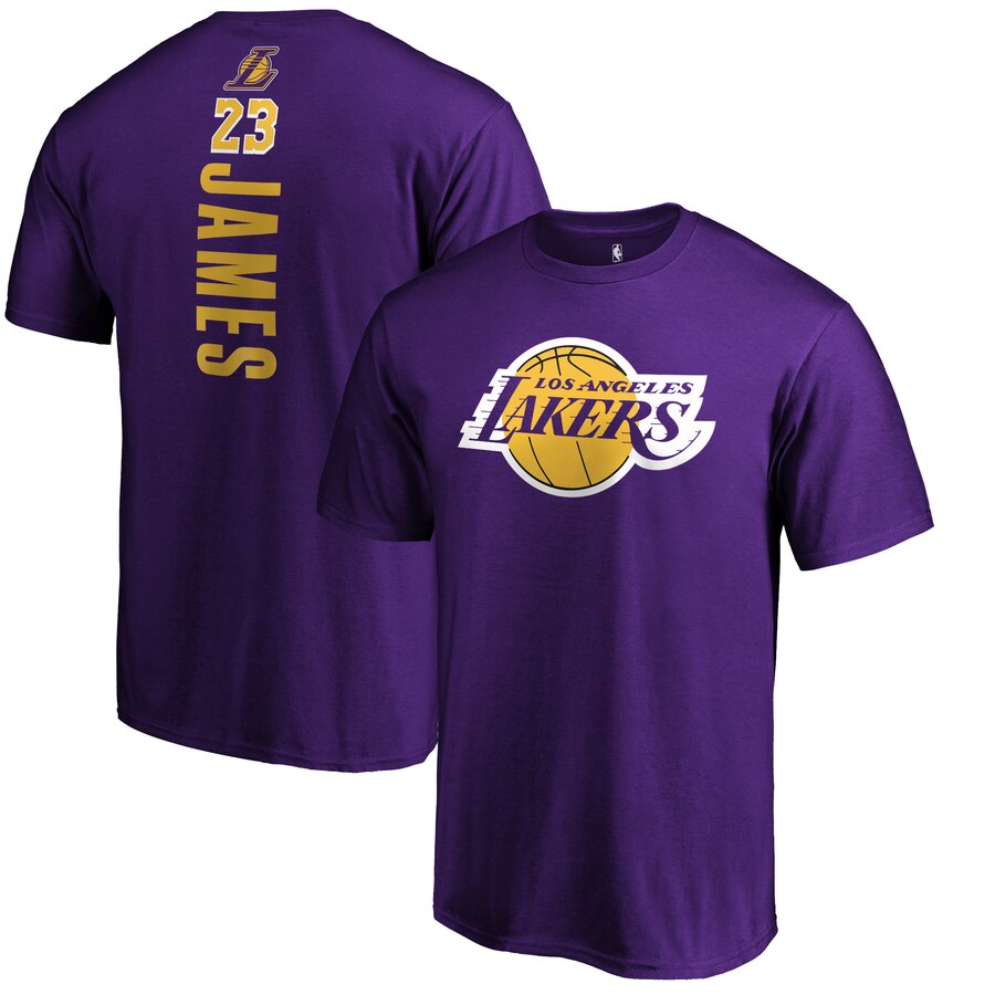 Lebron James Los Angeles Lakers Team Playmaker Name & Number T-Shirt - Purple NBA Guys Tee