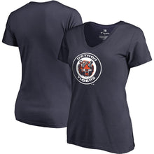 Load image into Gallery viewer, Detroit Tigers Women&#39;s Plus Size Cooperstown Collection Huntington V-Neck T-Shirt - Navy MLB Ladies V-Neck
