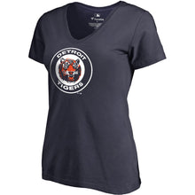 Load image into Gallery viewer, Detroit Tigers Women&#39;s Plus Size Cooperstown Collection Huntington V-Neck T-Shirt - Navy MLB Ladies V-Neck
