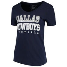 Load image into Gallery viewer, Dallas Cowboys Women's Team Practice Glitter V-Neck T-Shirt - Navy NFL LADIES V-Neck
