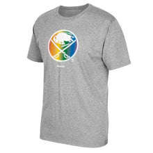 Load image into Gallery viewer, Buffalo Sabres Reebok Rainbow Pride T-Shirt - Gray NHL Guys Tee
