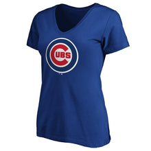 Load image into Gallery viewer, Chicago Cubs Women&#39;s Core Official Logo V-Neck T-Shirt - Royal MLB Ladies V-Neck
