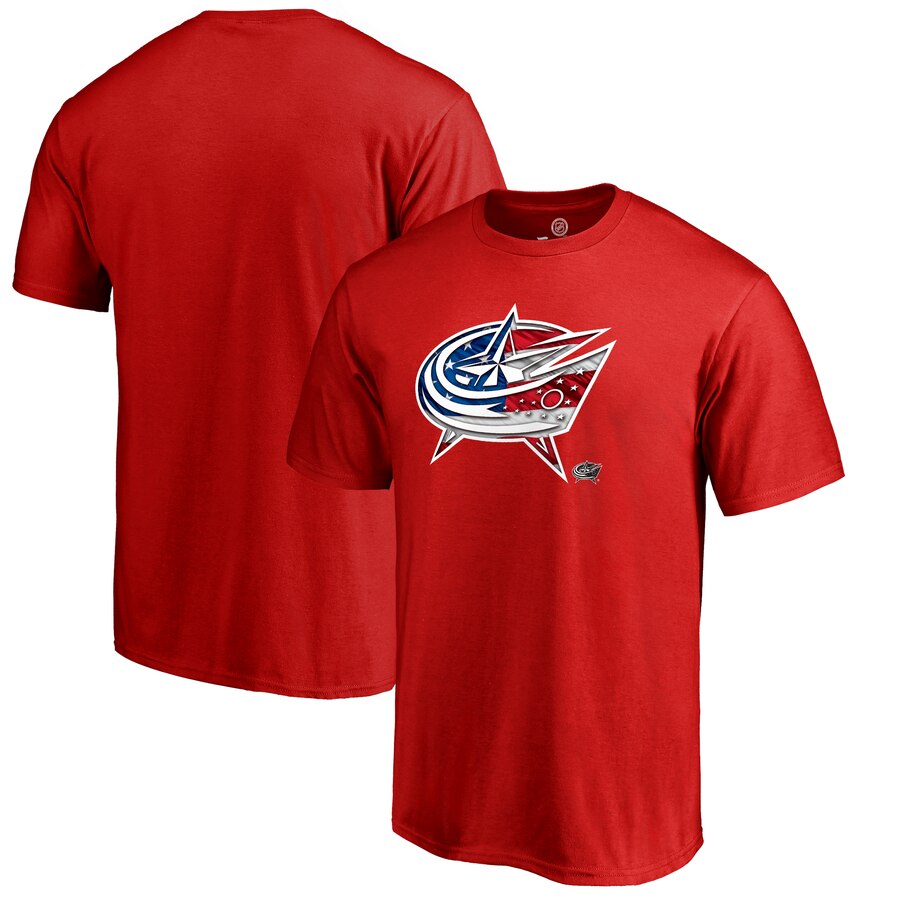 Columbus Blue Jackets Banner Wave T-Shirt - Red NHL Guys Tee