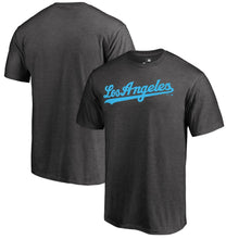 Load image into Gallery viewer, Los Angeles Dodgers Blue Wordmark T-Shirt - Heathered Charcoal MLB Guys Tee
