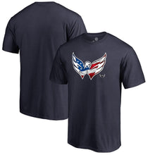 Load image into Gallery viewer, Washington Capitals Banner Wave T-Shirt - Navy NHL Guys Tee
