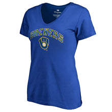 Load image into Gallery viewer, Milwaukee Brewers Women&#39;s Cooperstown Collection Wahconah T-Shirt - Royal MLB Ladies V-Neck
