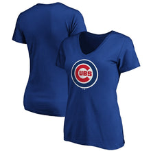 Load image into Gallery viewer, Chicago Cubs Women&#39;s Core Official Logo V-Neck T-Shirt - Royal MLB Ladies V-Neck
