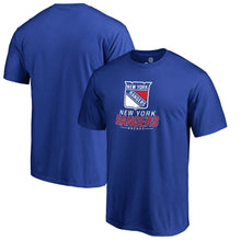Load image into Gallery viewer, New York Rangers Team Lockup T-Shirt - Blue NHL Guys Tee
