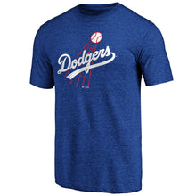 Load image into Gallery viewer, Los Angeles Dodgers True Classics Throwback Logo Tri-Blend T-Shirt - Royal MLB Guys Tee
