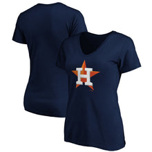 Load image into Gallery viewer, Houston Astros Women&#39;s Core Official Logo V-Neck T-Shirt - Navy MLB Ladies V-Neck
