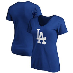 Los Angeles Dodgers Women's Core Official Logo V-Neck T-Shirt - Royal MLB Ladies V-Neck