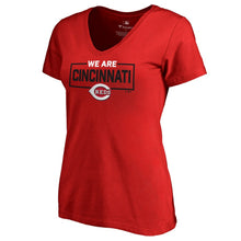 Load image into Gallery viewer, Cincinnati Reds Women&#39;s We Are Icon V-Neck T-Shirt - Red MLB Ladies V-Neck
