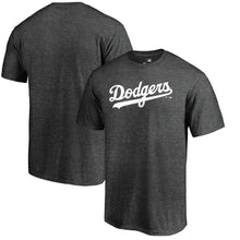 Load image into Gallery viewer, Los Angeles Dodgers Team Wordmark T-Shirt - Heathered Charcoal MLB Guys Tee
