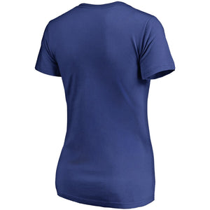 Chicago Cubs Women's Plus Size Team Lockup V-Neck T-Shirt - Royal MLB Ladies V-Neck