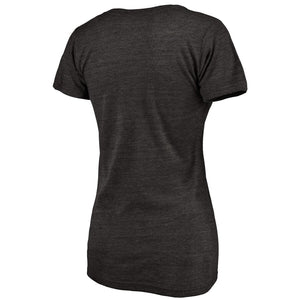 Colorado Rockies Women's Primary Distressed Team Tri-Blend V-Neck T-Shirt - Heathered Black MLB Ladies V-Neck