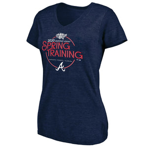 Atlanta Braves Women's 2020 Spring Training Round Trip Tri-Blend V-Neck T-Shirt - Navy MLB Ladies V-Neck