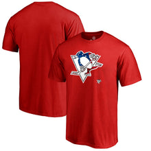 Load image into Gallery viewer, Pittsburgh Penguins Banner Wave T-Shirt - Red NHL Guys Tee
