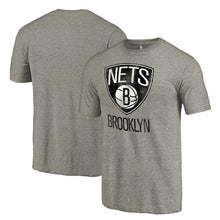 Load image into Gallery viewer, Brooklyn Nets Distressed Team Logo Tri-Blend T-Shirt - Heather Gray NBA Guys Tee
