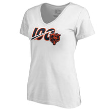 Load image into Gallery viewer, Chicago Bears Nfl Pro Line By Women's 100Th Season V-Neck T-Shirt - White NFL LADIES V-Neck
