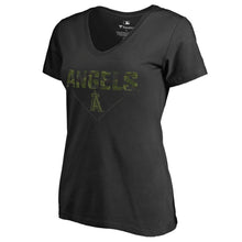 Load image into Gallery viewer, Los Angeles Angels Women&#39;s Camo T-Shirt - Black MLB Ladies V-Neck
