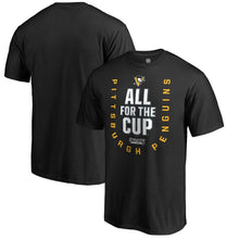 Load image into Gallery viewer, Pittsburgh Penguins 2018 Stanley Cup Playoffs Bound Behind The Net T-Shirt - Black NHL Guys Tee
