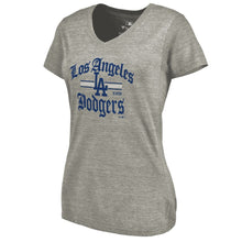 Load image into Gallery viewer, Los Angeles Dodgers Women&#39;s Hometown Collection Olde La V-Neck T-Shirt - Ash MLB Ladies V-Neck
